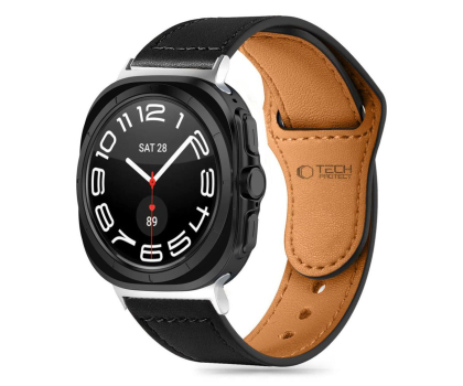Pasek i akcesoria do zegarków Tech-Protect Leatherfit do Galaxy Watch Ultra (47 mm) Black